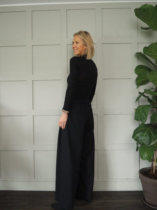 Luzo Cashmere Mix Polo Neck - Chocolate, Grey and Winter White