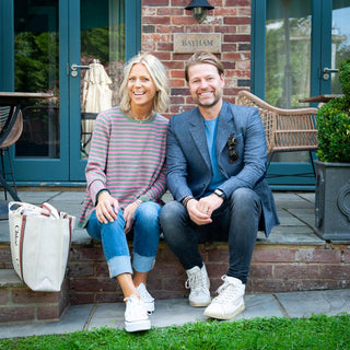 Men’s Jude Herringbone Wool Blazer with Hand Block Printed Lining - Navy/Grey