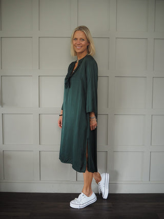 Damson Dress with Ruffles - Black