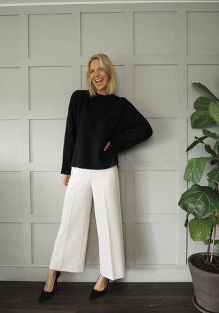 Lim Wide Leg Trousers by Ottod'Ame - Black, Ecru, Navy Blue