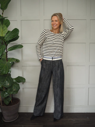 Sky Cotton Stripy T-Shirt - Black/Cream