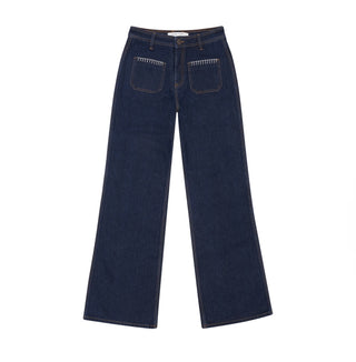 Mabel Patched Pocket Wide Leg Jeans by Seventy Mochi - Dark Vintage, Peony Pink, Vintage Americana