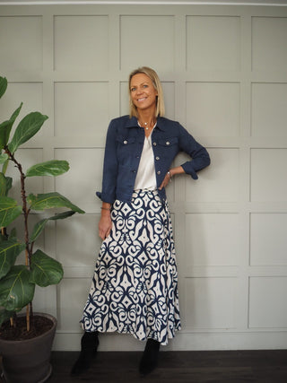 Indigo Lightweight Cotton Jacket with Button Fastening &amp; Pockets -  Black