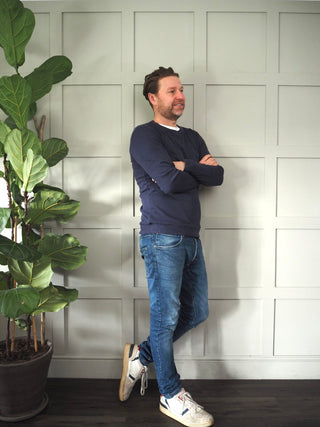 Men's Shiva Hemp Long Sleeved Top by Thinking Mu - Navy Blue