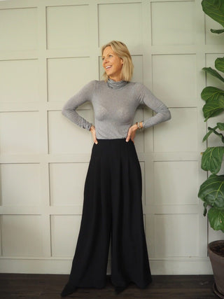 Luzo Cashmere Mix Polo Neck - Chocolate, Grey and Winter White