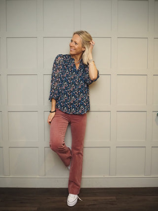 Marceo Boot Cut Corduroy Trousers - Ecru