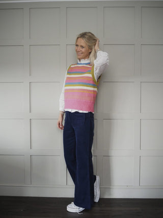 Zely Wide Leg Corduroy Trousers by Frnch - Powder Blue