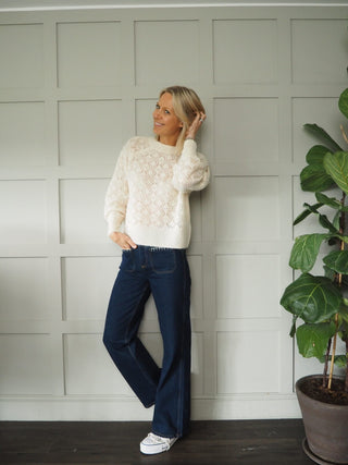 Lim Wide Leg Trousers by Ottod'Ame - Black, Ecru, Navy Blue