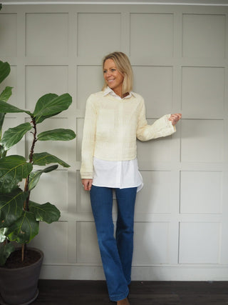 Nisha Cropped Crocheted Jumper - Cream