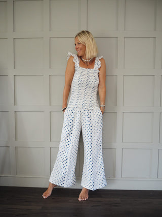 Pyjamas Blue Diamond Print - Long