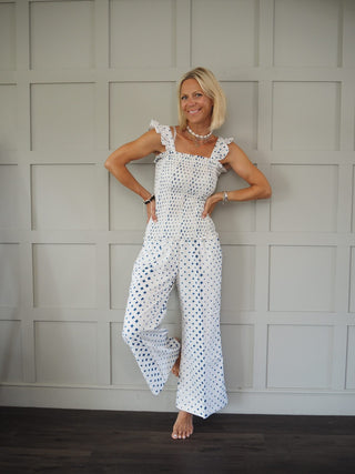 Pyjamas Blue Diamond Print - Long