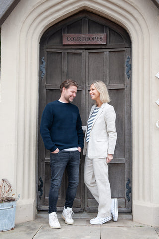 Men's Madari Chunky Knit Cotton Jumper by Loreak Median - Navy Blue