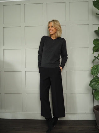 Evina Cashmere Round Neck Jumper with Ribbing Detail by Part Two - 6 Colours