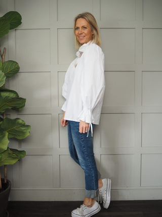 Nicolai Blouse with Frill Detail - Tangerine Orange