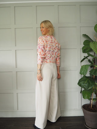 Donna Round Neck, Long Sleeve Jumper by Emme - Autumnal Hues on Ecru