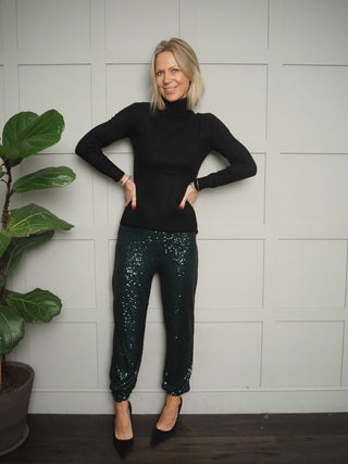 Cuffed Ankle Sequin Festival Party Trousers - Rose Gold