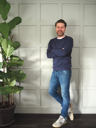 Men's Shiva Hemp Long Sleeved Top by Thinking Mu - Navy Blue