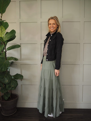 Indigo Lightweight Cotton Jacket with Button Fastening &amp; Pockets - Coral