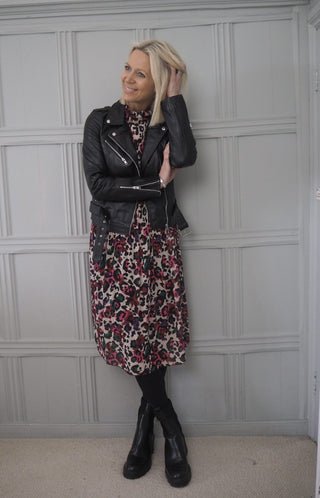 Leather Biker Jacket, Fully Lined - Black