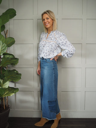 Hayden Denim Maxi Skirt - Mid Blue