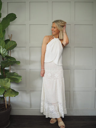 Memphis Crochet Maxi Skirt - Ecru