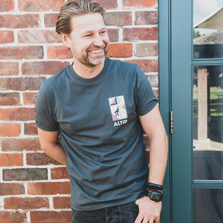 Men’s Joshua Organic Cotton T-Shirt - Dark Grey with Logo