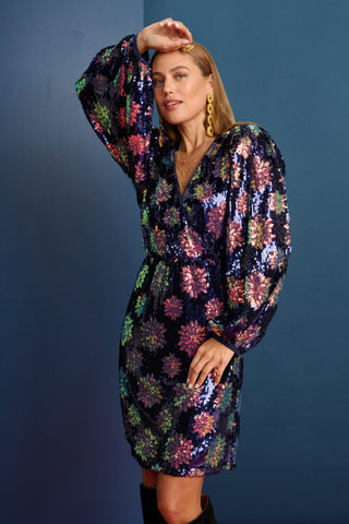 Mesmerising Sequin Dress with Deep V-Crossover Front by Pom Amsterdam