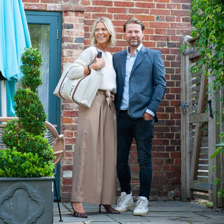 Men’s Jude Herringbone Wool Blazer with Hand Block Printed Lining - Navy/Grey