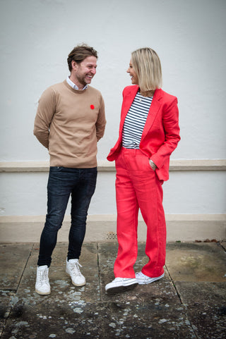 Men's Aino Dot Cotton Jumper by Loreak Median - Ochre with Logo