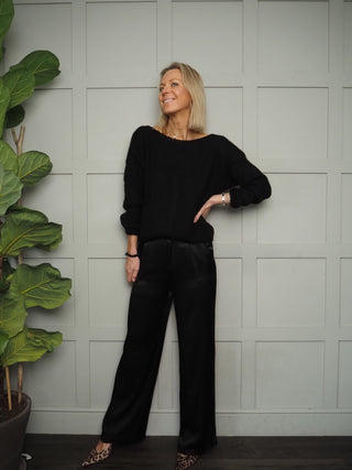 Carrie Silky Tailored Trousers - Black