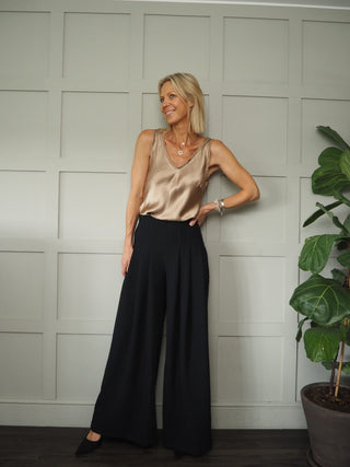 Rhea Camisole with Ruffle Detail - Black, Chocolate, Mushroom, Pale Pink