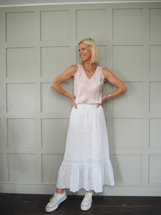 Sarah Silk Mix Vest Top - Black