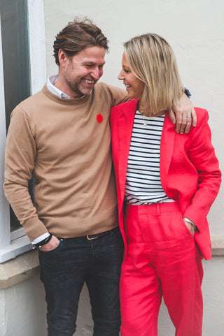 Men's Aino Dot Cotton Jumper by Loreak Median - Ochre with Logo