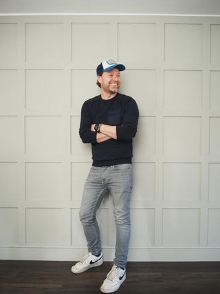 Men’s Ben Lightweight Cotton Round Neck Jumper - Navy Blue