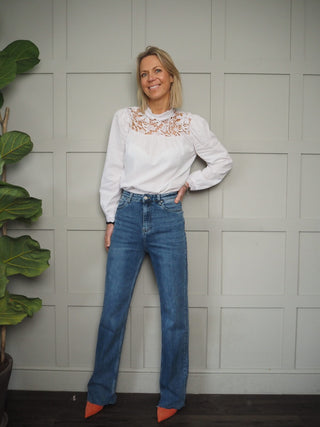 Mojo High Neck Blouse - Light Blue