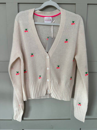 Little Cherry Cashmere Cardigan by Brodie - Off White