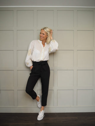 Cassie Blouse Embroidered with Fringing - Off White