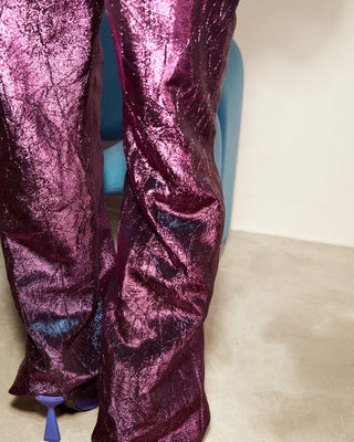 Stardust Wide Leg, Lined Trousers with Side Pockets by Pom Amsterdam - Gold, Violet