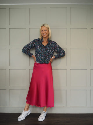 Cherry Satin Slip Skirt - Pink