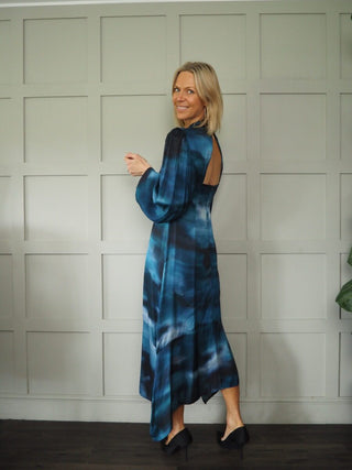 Twisti Cut Out Back Dress by Ottod'Ame - Blue