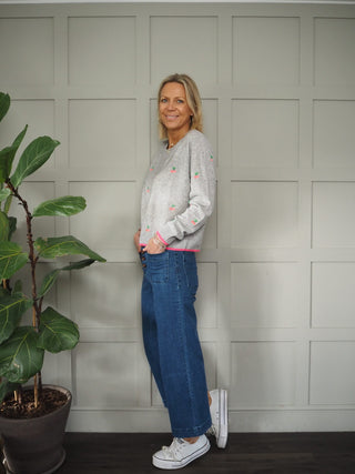 Celia Round Neck Cashmere Jumper by Brodie - Light Grey