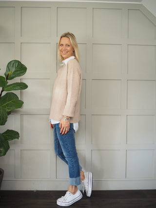 Cashmere Mix Round Neck Jumper - Black