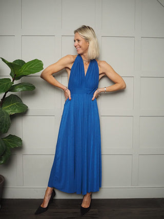Marilyn Halterneck Dress - Bright Blue