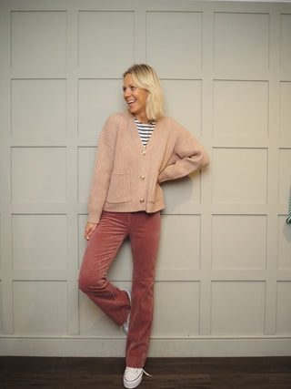 Marceo Boot Cut Corduroy Trousers - Ecru