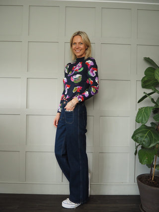 Violets Turtle Neck by Pom Amsterdam - Navy Blue