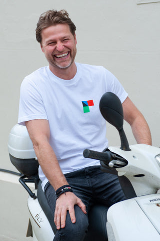 Men's Destijl Cotton T-Shirt by Loreak Mendian - White with Logo