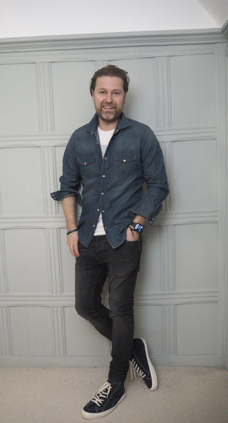 Men's Long Sleeved Denim Shirt - Denim Blue