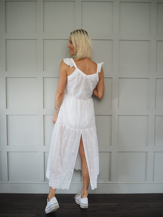 India Dress - White with Broderie Anglaise