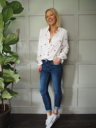 Sea Shell Long Sleeved Cotton Blouse - Off White