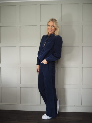 Zely Wide Leg Corduroy Trousers by Frnch - Powder Blue